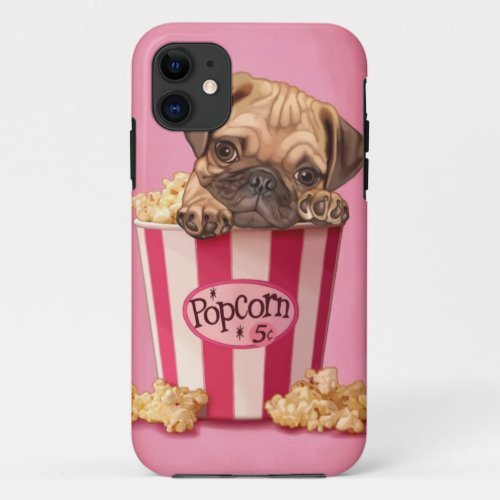 Popcorn Pug iPhone 11 Case