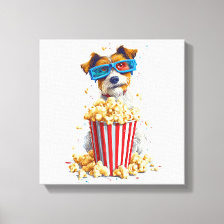 Popcorn Pup � Movie Night Dog Canvas Print