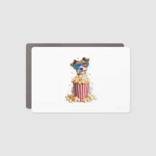 Popcorn Pup � Movie Night Dog Car Magnet