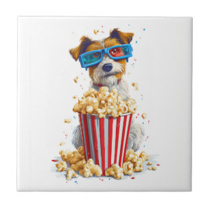 Popcorn Pup � Movie Night Dog Ceramic Tile