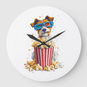 Popcorn Pup � Movie Night Dog Large Clock
