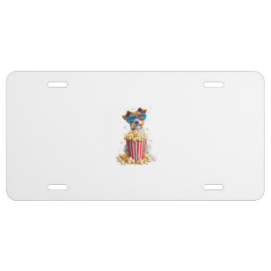 Popcorn Pup � Movie Night Dog License Plate
