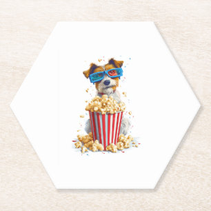 Popcorn Pup – Movie Night Dog Paper Coaster