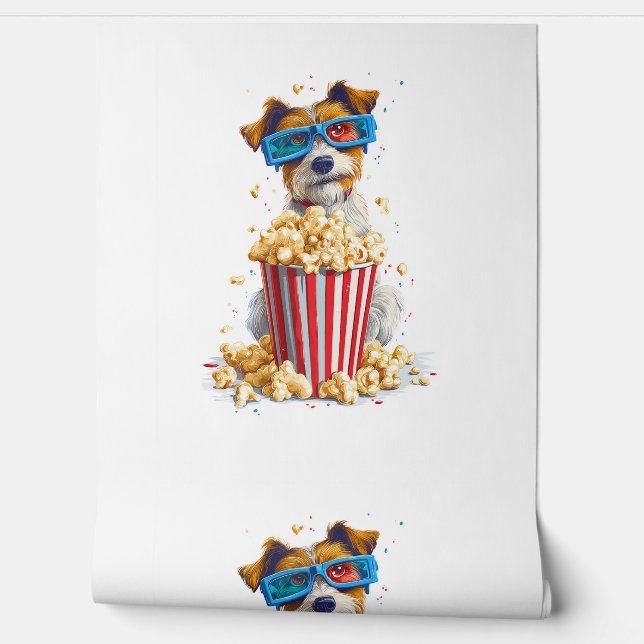 Popcorn Pup � Movie Night Dog Wallpaper (Unrolling)