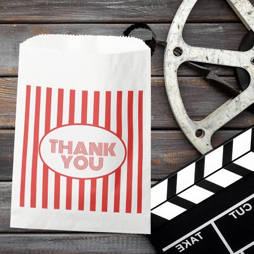 Popcorn Red and White Striped Movie Theme Party  Favor Bag
