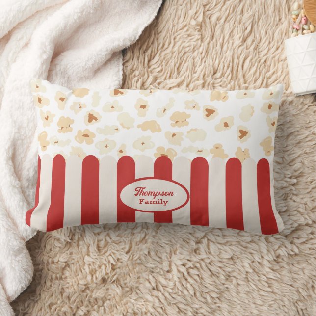 Popcorn Retro Movie Cinema Monogram Lumbar Pillow (Blanket)