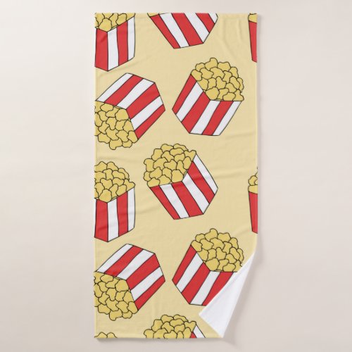 Popcorn seamless pattern Vintage hand drawn illus Bath Towel