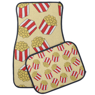 Popcorn seamless pattern. Vintage hand drawn illus Car Floor Mat