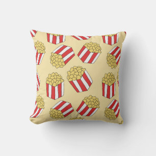 Popcorn seamless pattern. Vintage hand drawn illus Throw Pillow
