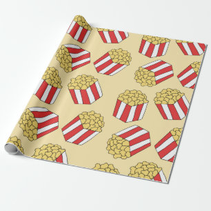 Popcorn seamless pattern. Vintage hand drawn illus Wrapping Paper