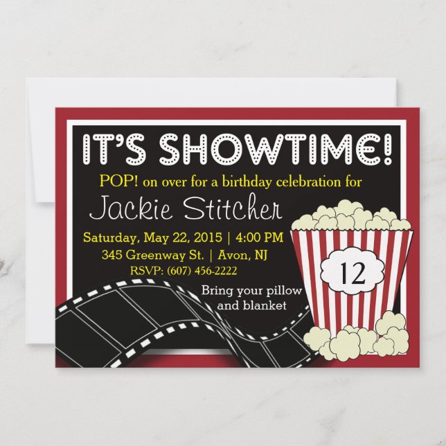 Popcorn "Showtime" Invitation (Front)