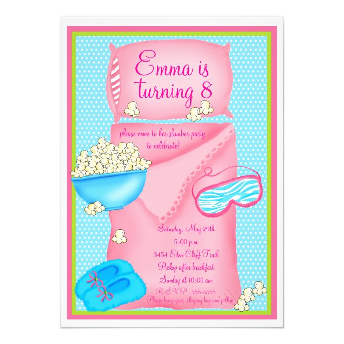 Popcorn Slumber Party Invitations