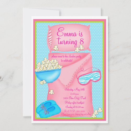 Popcorn Slumber Party Invitations