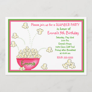 Popcorn Slumber Party Invitations