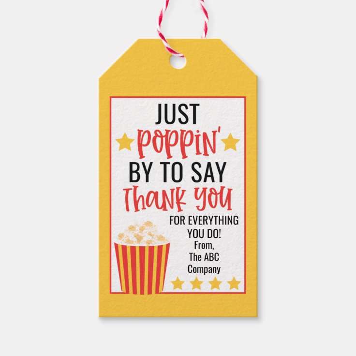 Popcorn Staff Appreciation Gift Tags Zazzle