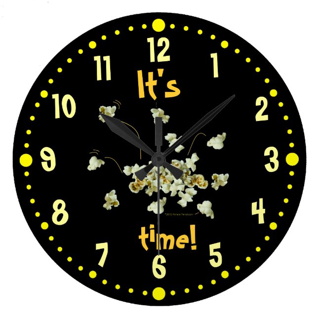 Popcorn Time Popcorn Lovers Kitchen Clock W/Minute