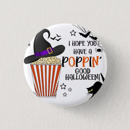 Popcorn trick or treat square sticker square paper button