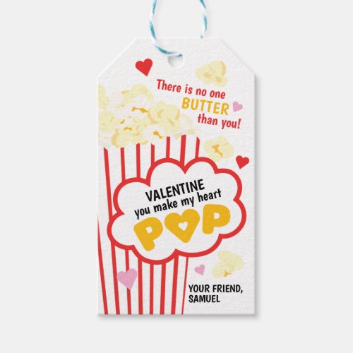 Popcorn Valentines Day Tags for Kids