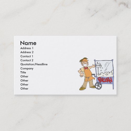 popcorn vendor movie popcorn cart business card