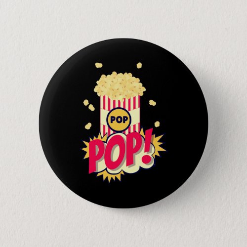 Popcorn Vintage Retro Funny Button