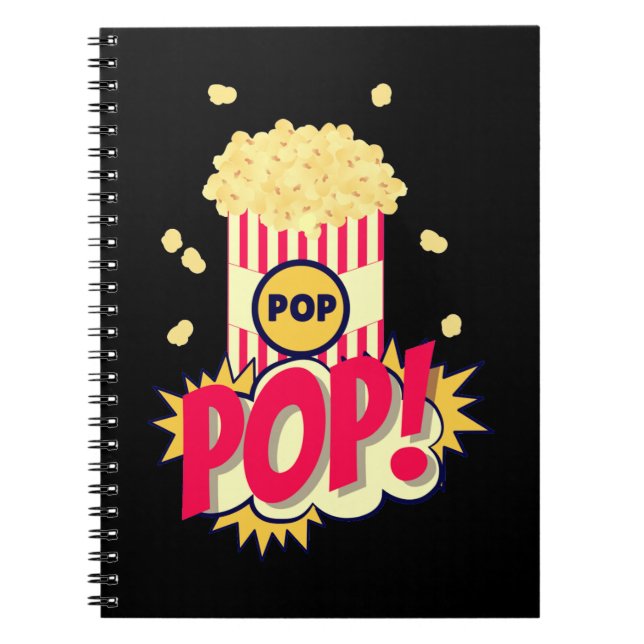 Popcorn Vintage Retro Funny Notebook (Front)