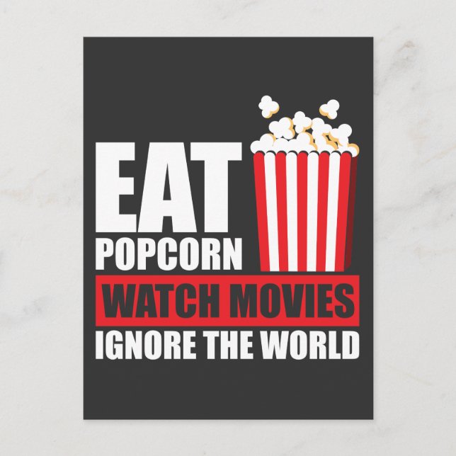 Popcorn Watch Movie Ignore the World Cinema Postcard (Front)