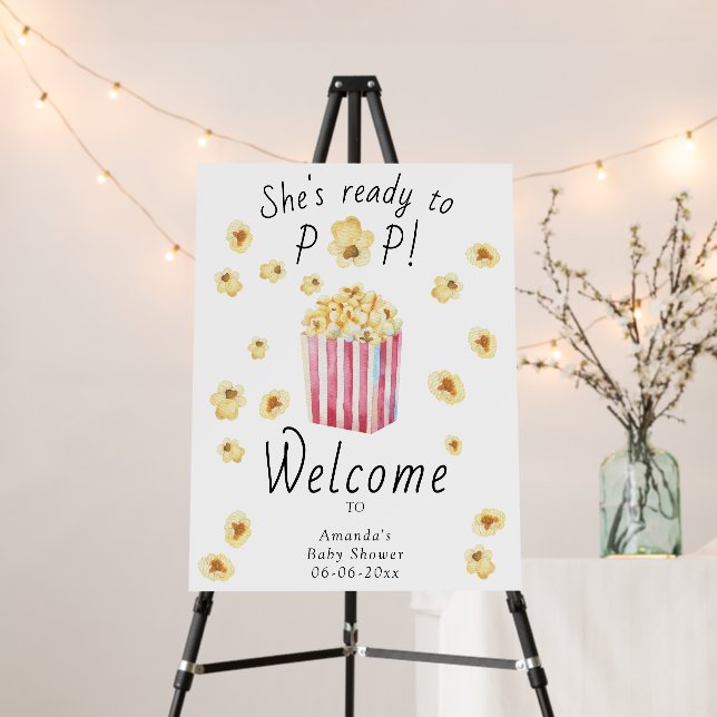 Popcorn Welcome baby shower party foam board (In Situ (Stand))