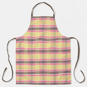 Popcorn Yellow Bubblegum Pink Coffee Brown Plaid Apron