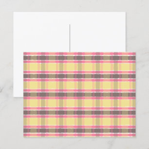 Popcorn Yellow Bubblegum Pink Coffee Brown Plaid  Postcard