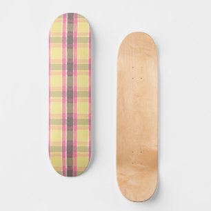 Popcorn Yellow Bubblegum Pink Coffee Brown Plaid Skateboard