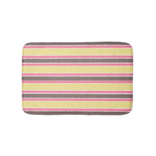 Popcorn Yellow Bubblegum Pink Coffee Brown Stripes Bath Mat