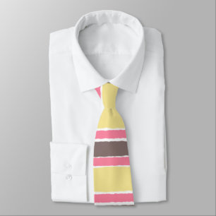 Popcorn Yellow Bubblegum Pink Coffee Brown Stripes Neck Tie