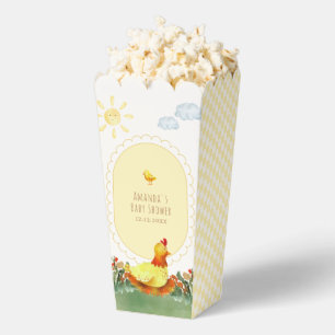 Popcorn Yellow Gingham Farm Chicken Baby Shower Favor Boxes