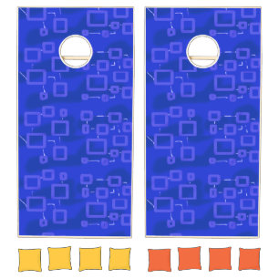 PopcornAnime Blue Geometric Circuit Cornhole Set 