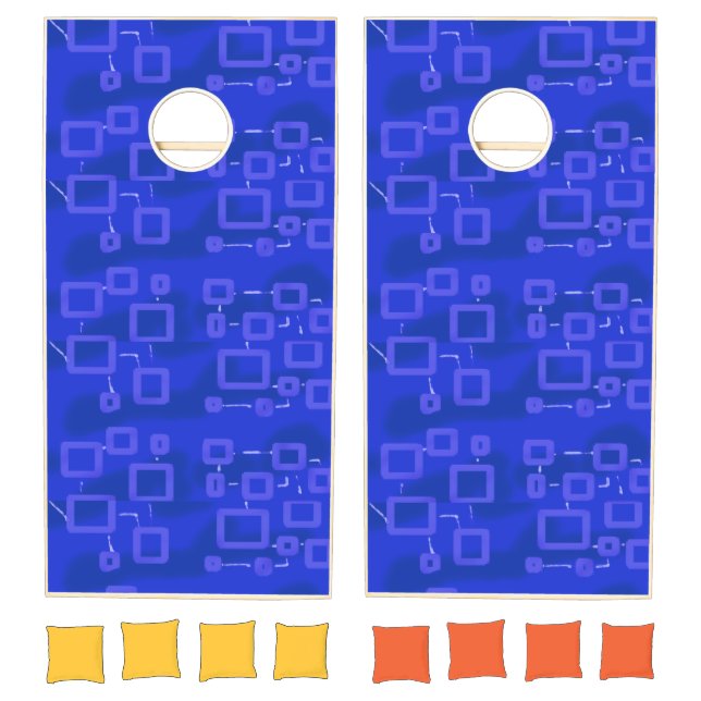 PopcornAnime Blue Geometric Circuit Cornhole Set  (Set)