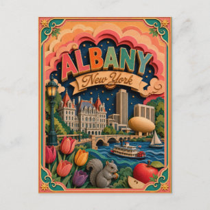 PopCut States Albany New York Paper Art Postcard