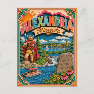 PopCut States Alexandria Minnesota Paper Art Postcard