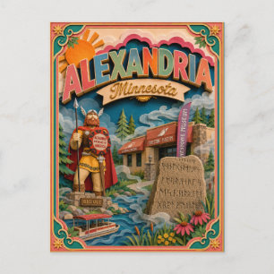 PopCut States Alexandria Minnesota Paper Art Postcard
