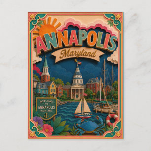 PopCut States Annapolis Maryland Paper Art Postcard
