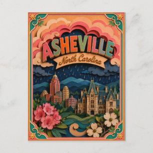 PopCut States Asheville North Carolina Paper Art Postcard