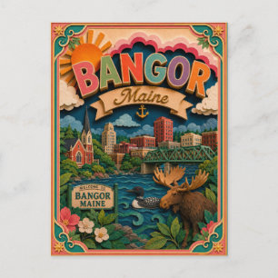 PopCut States Bangor Maine Paper Art Postcard
