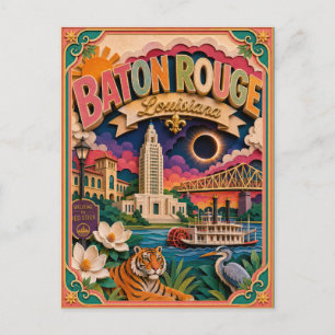 PopCut States Baton Rouge Louisiana Paper Art Postcard