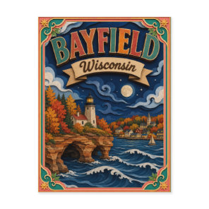 PopCut States Bayfield Wisconsin Paper Art Postcard