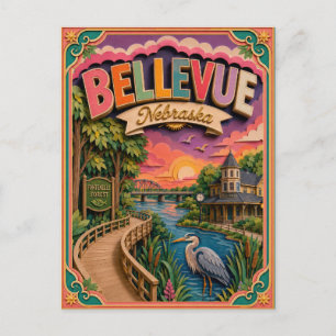 PopCut States Bellevue Nebraska Paper Art Postcard