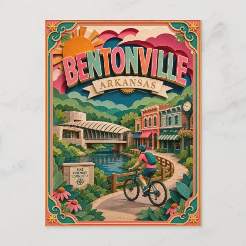 PopCut States Bentonville Arkansas Paper Art Postcard
