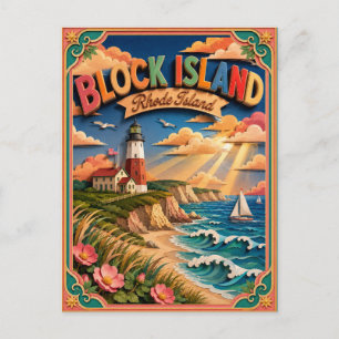 PopCut States Block Island Rhode Island Paper Art Postcard