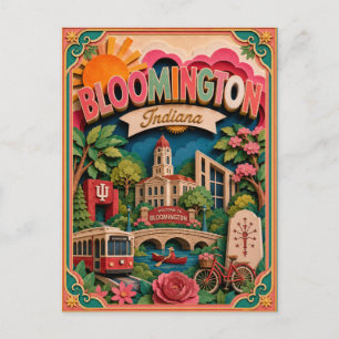 PopCut States Bloomington Indiana Paper Art Postcard