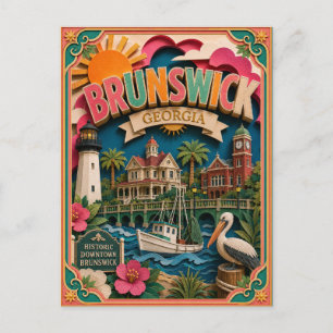 PopCut States Brunswick Georgia Paper Art Postcard