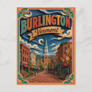 PopCut States Burlington Vermont Paper Art Postcard