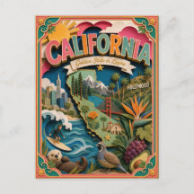PopCut States California Colorful 3D Paper Art
